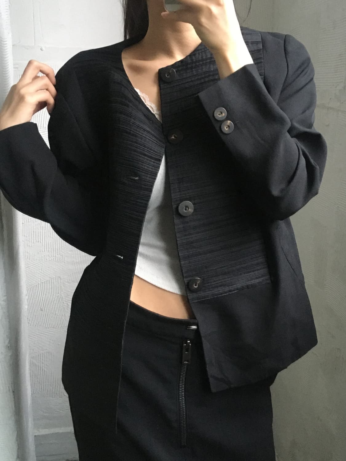 Issey Miyake 이세이미야케 플리츠 블랙 가디건  상품이미지2