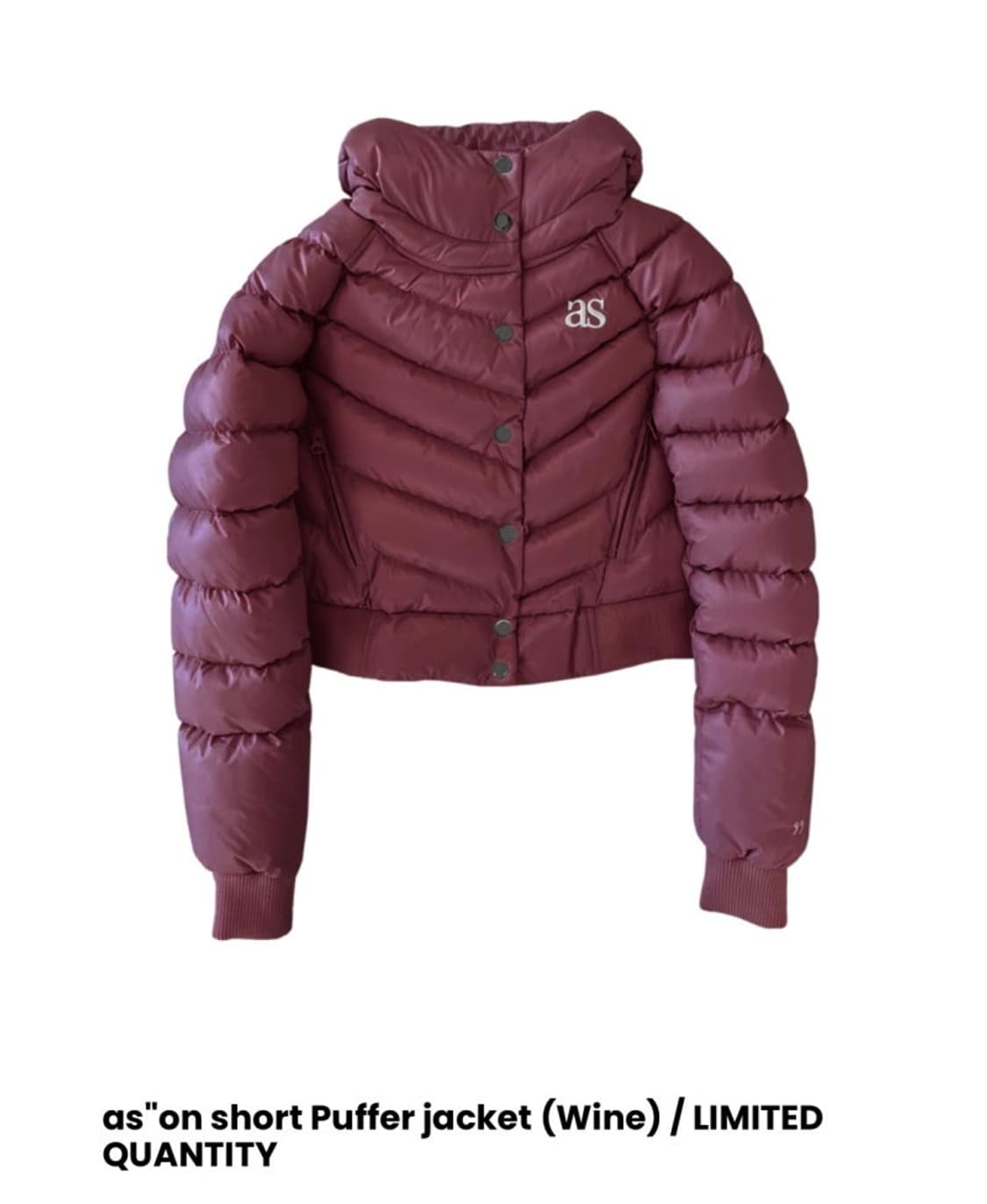 애즈온 숏푸퍼자켓 패딩 와인 컬러 상품이미지1