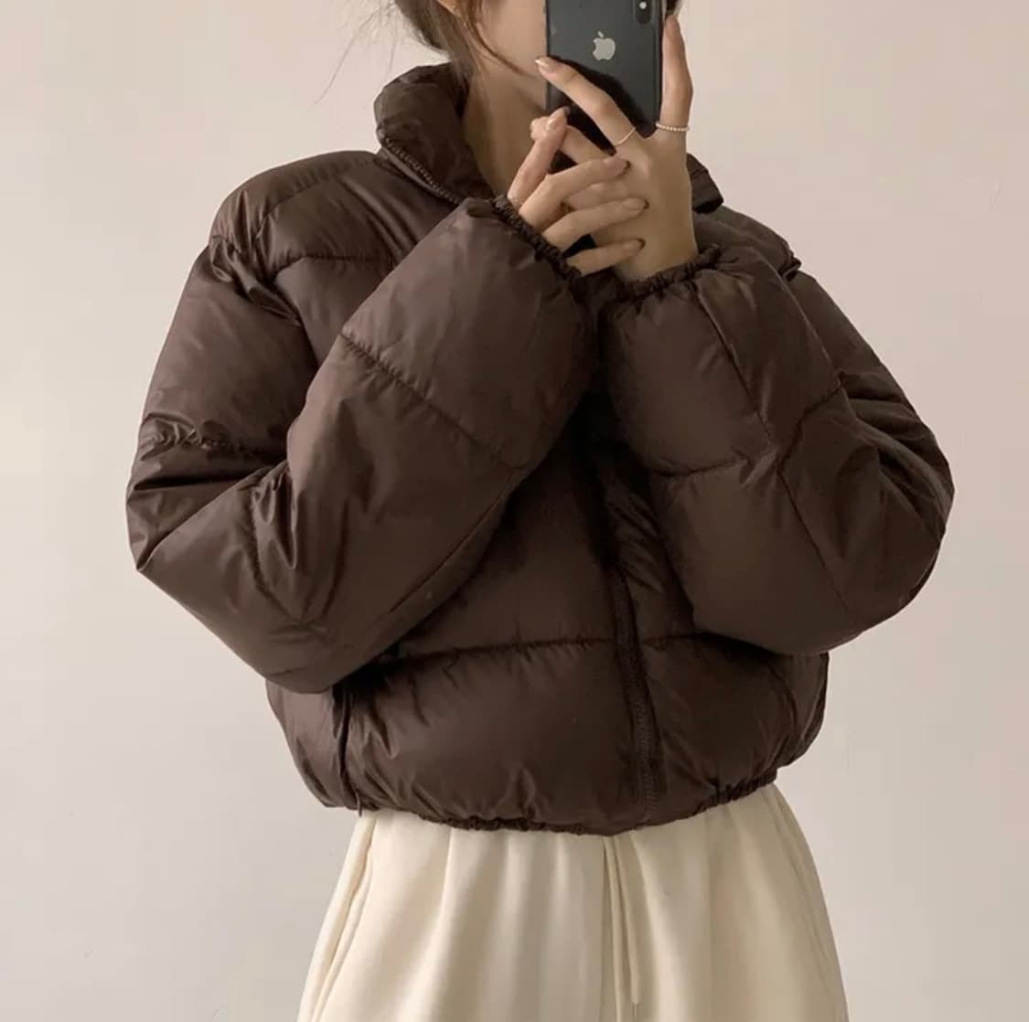 유광 블랙 숏패딩 무광 브라운 숏패딩 상품이미지2