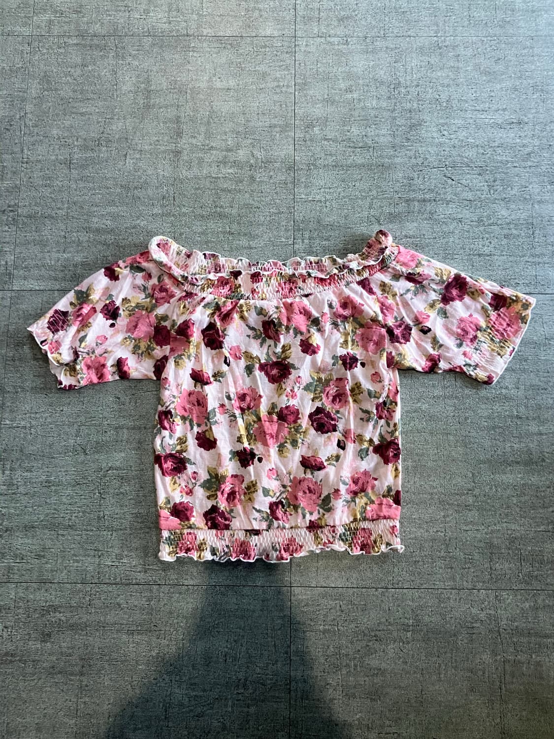 일본빈티지 Withgae 하구미모리걸 프린세스 플라워 오프숄더티셔츠 상품이미지1