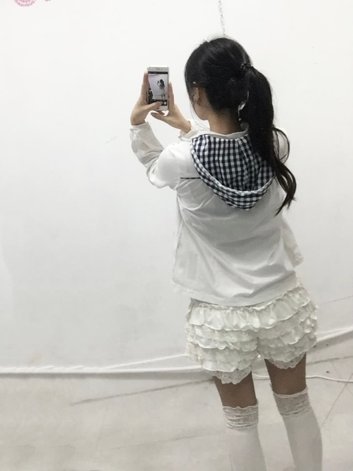 [POM PONETTE] 폼포넷 체크 리본 후드집업 상품이미지2