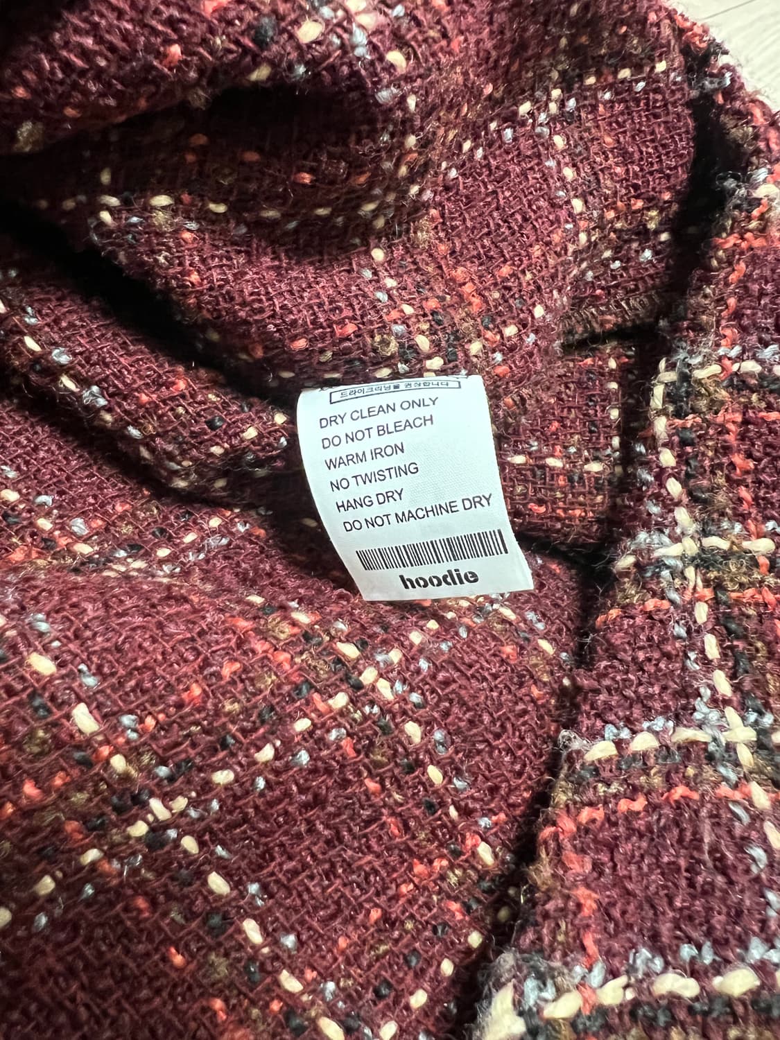 hoodie 버건디 체크 트위드 오버핏 셔츠 / 겨울 셔츠 아우터  상품이미지10