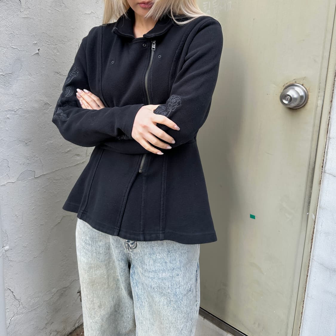 00s 빈티지 할리 데이비슨 로즈 지퍼 자켓 상품이미지5