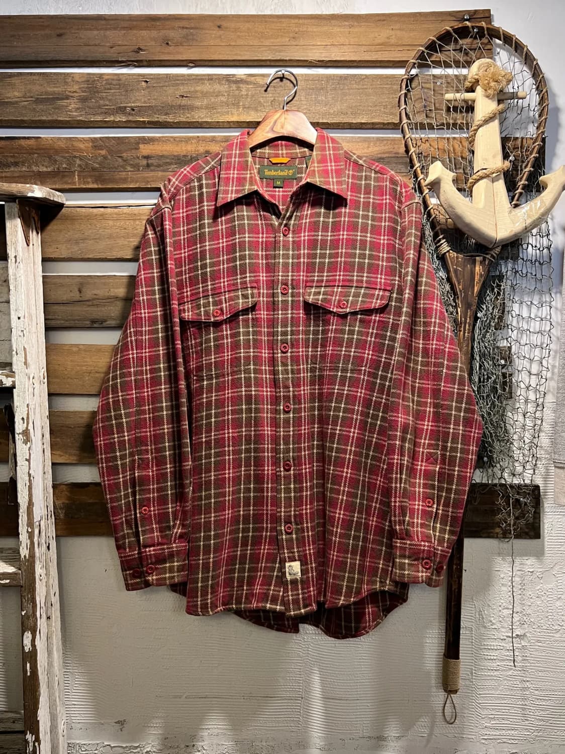 [M]팀버랜드 레드 타탄체크 플란넬 워크 셔츠 상품이미지1