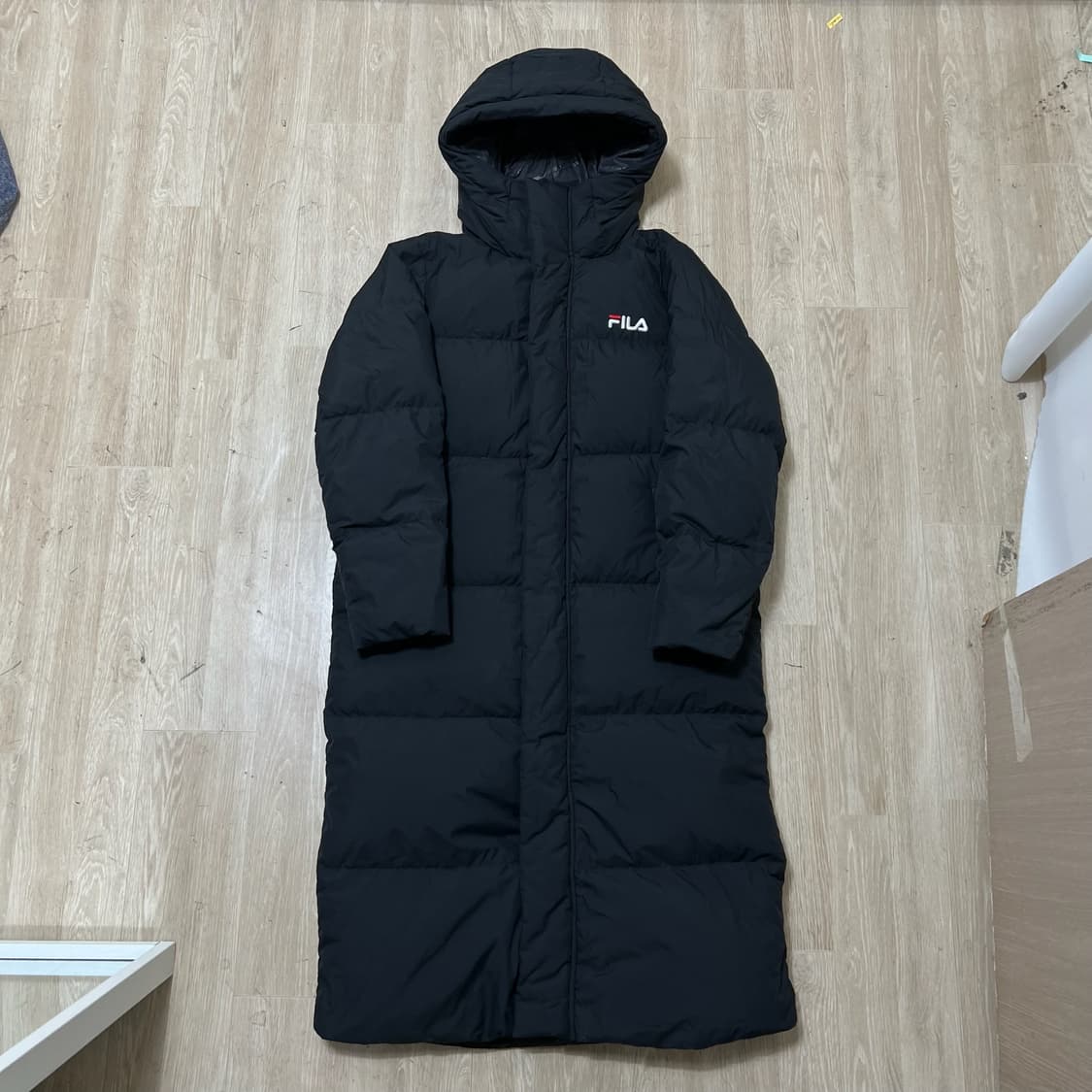 휠라 빅로고 구스다운 후드 롱패딩 S/90  상품이미지1