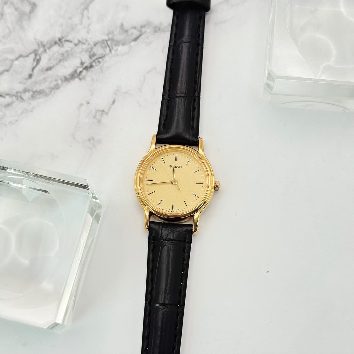 90s00s 빈티지 세이코 클래식 미니멀 골드 다이얼 워치 상품이미지5