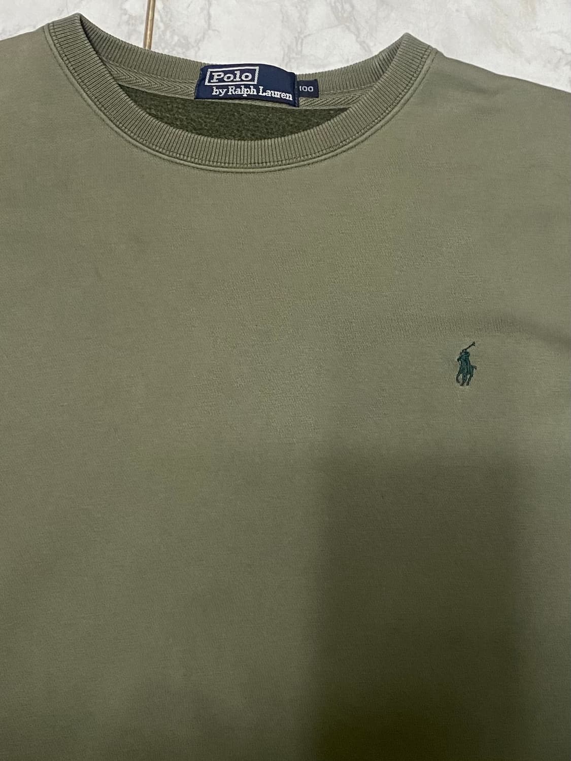 폴로 올리브 카키 빈티지 맨투맨티 오버핏 105~110 상품이미지2