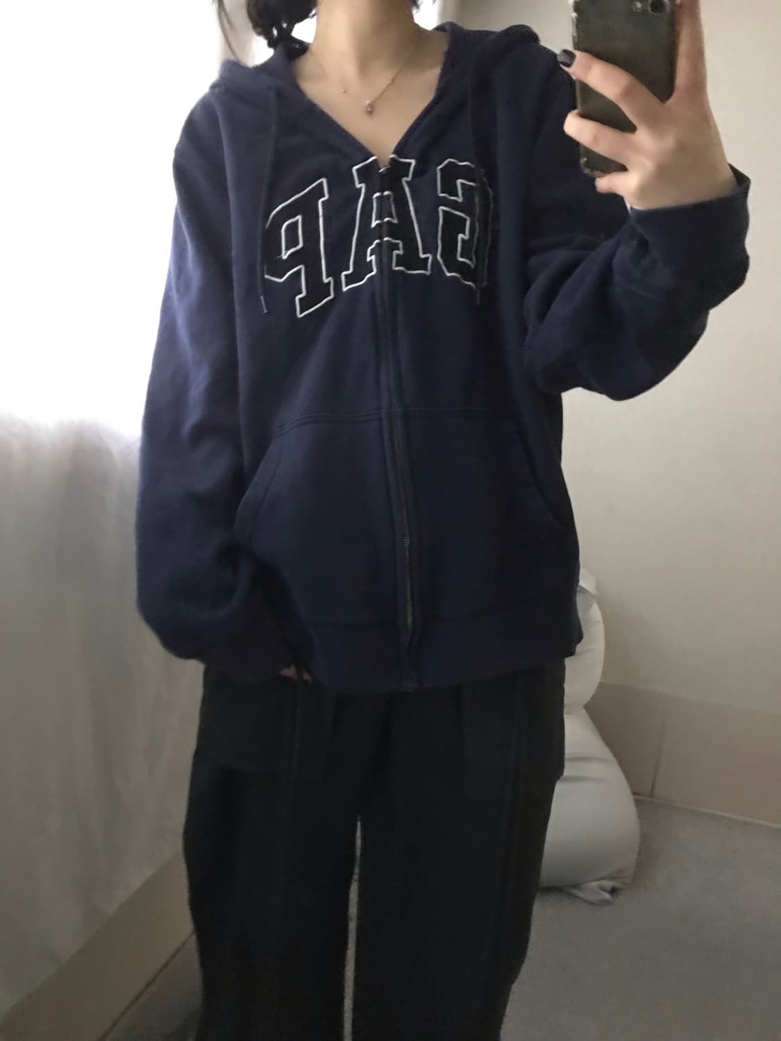 갭 네이비 오버핏 후드집업 상품이미지4