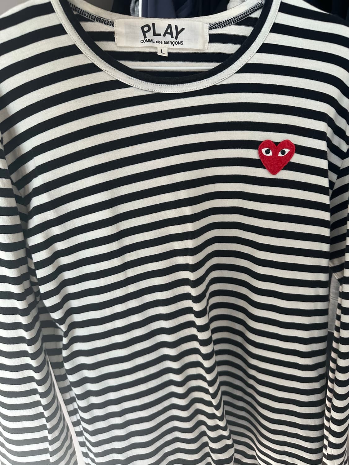 꼼데가르송 롱슬리브 티셔츠 블랙 앤 화이트 상품이미지2