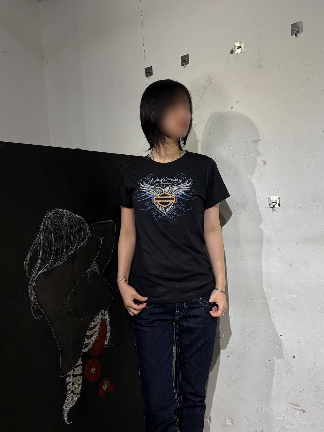 할리데이비슨 y2k 와투케 빅로고 반팔 티셔츠 상품이미지3