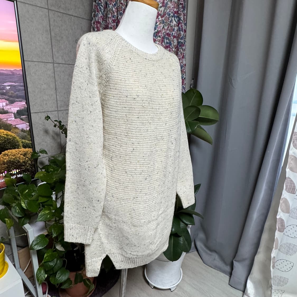 탑텐 아이보리 네프사 엘보패치 롱 니트 상품이미지9