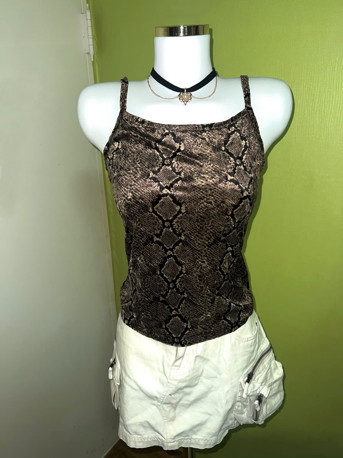 ✨vintage python velvet sleeveless y2k✨ 상품이미지1