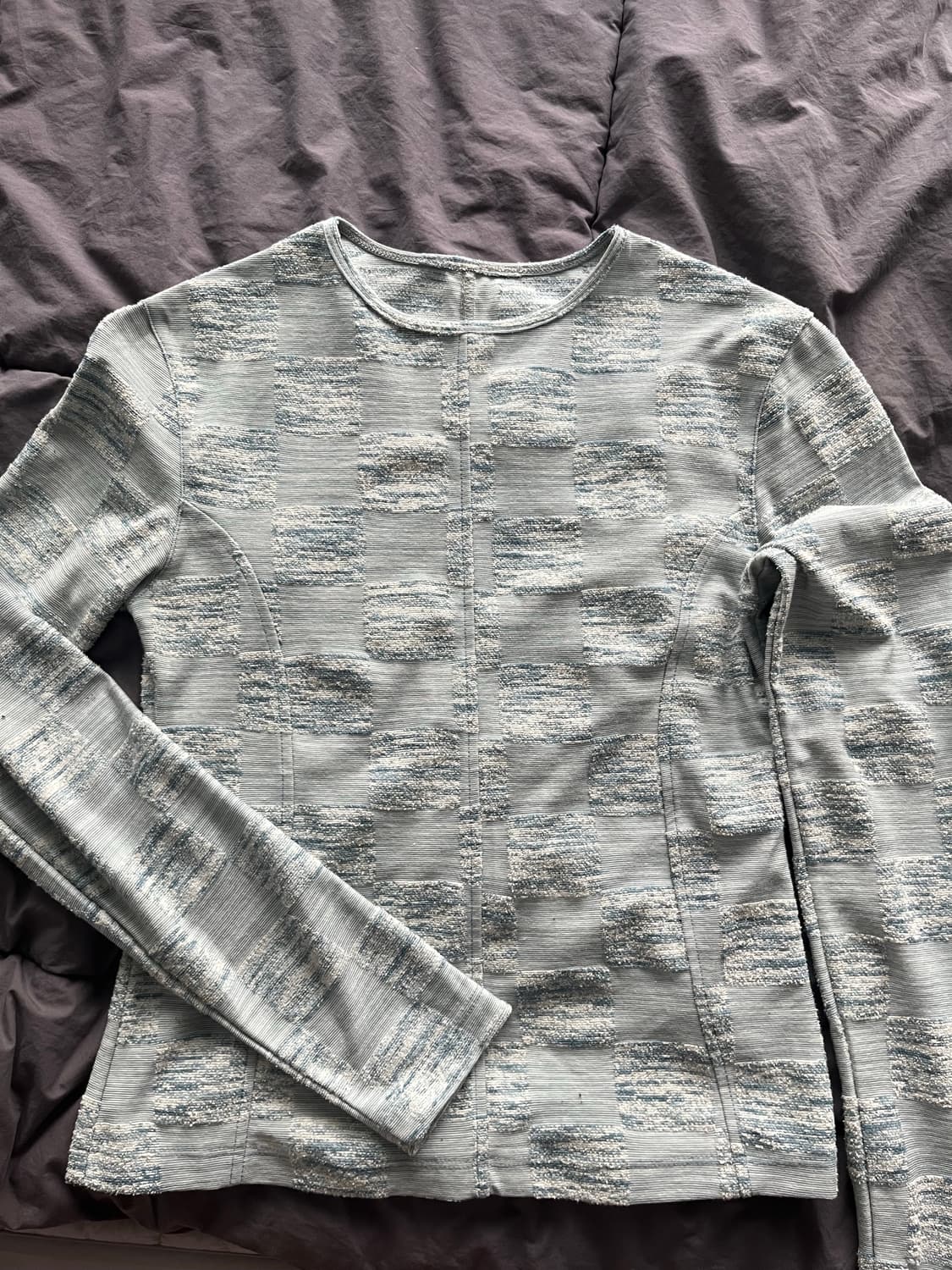 인사일런스 우먼 스퀘어 패턴 롱 슬리브 BLUE 상품이미지3