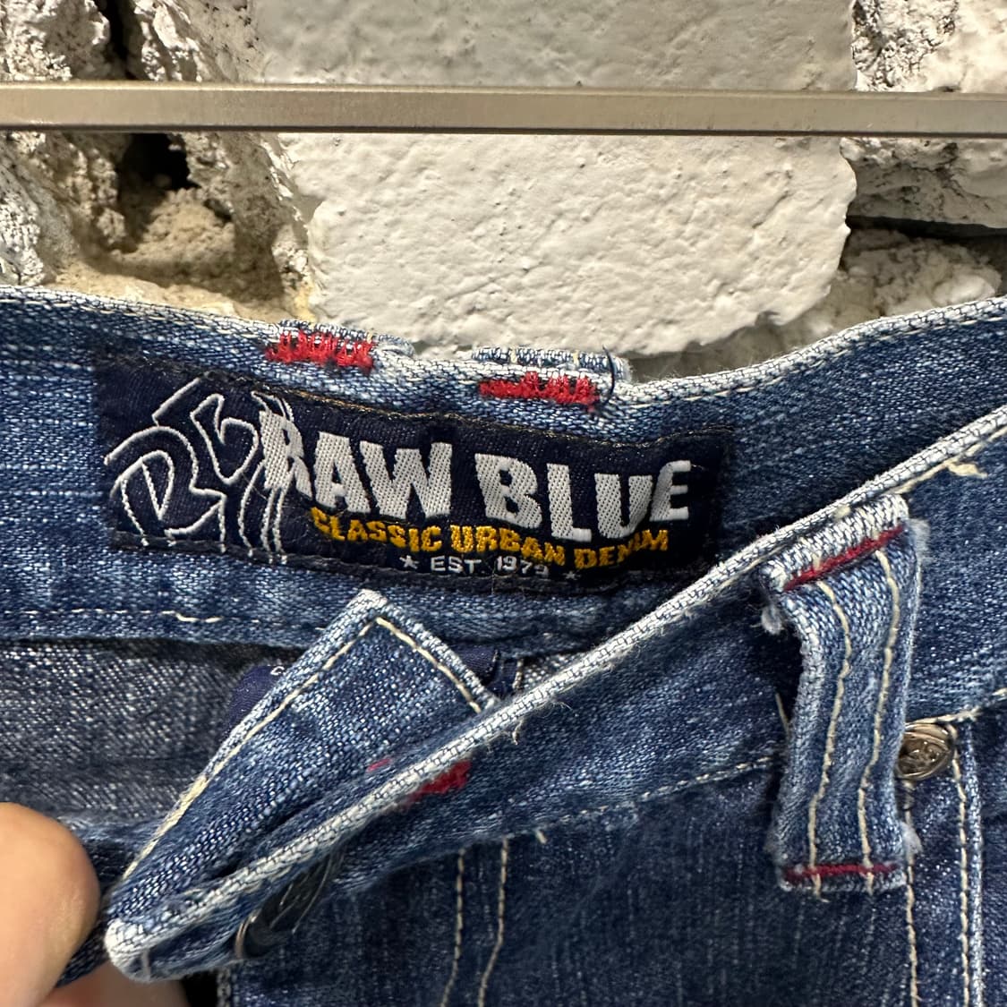 RAW BLUE 디테일 데님 배기 진 상품이미지5