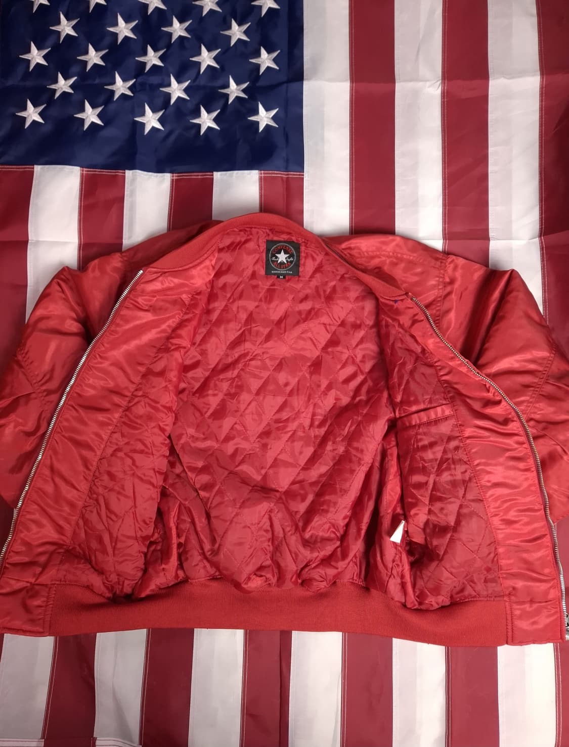 90's 일본판 컨버스 사틴 블루종 자켓 상품이미지8