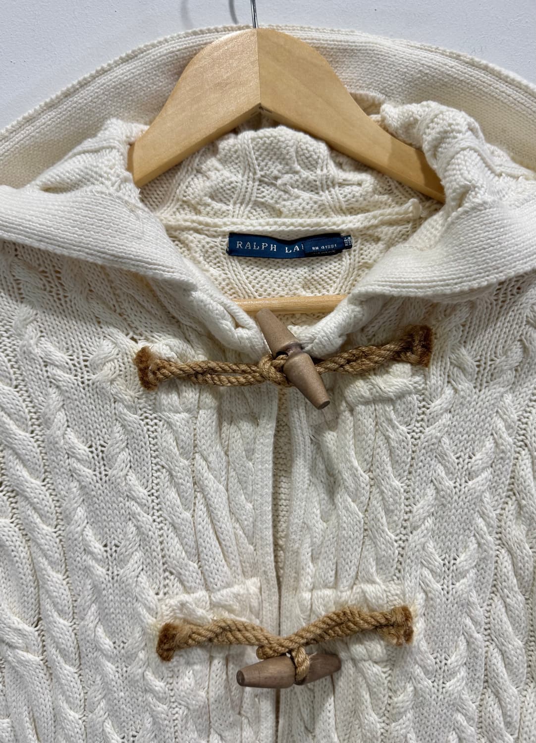 랄프로렌 아이보리 케이블 니트 후드 가디건 상품이미지3