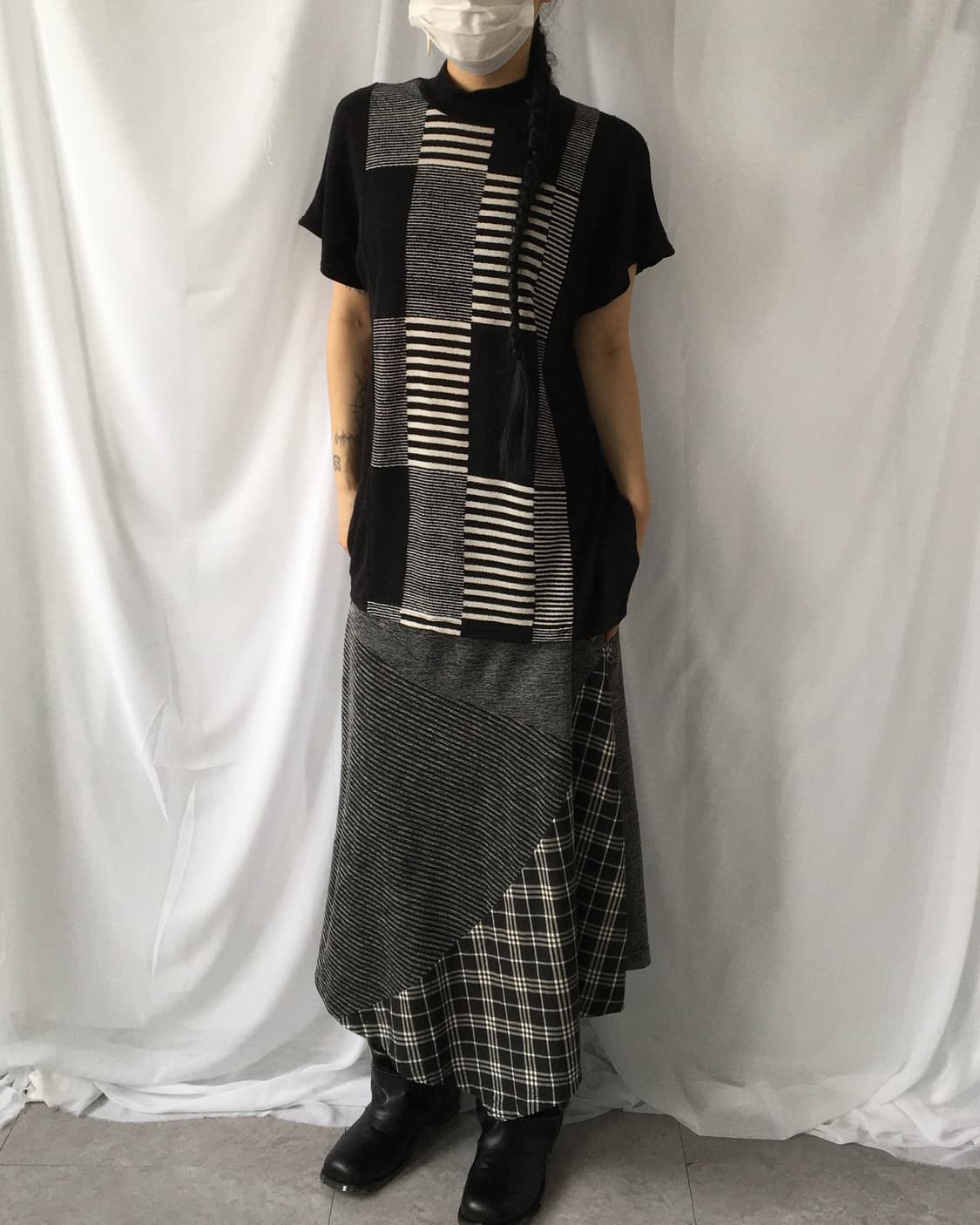 Pattern mixed high neck knit 상품이미지6