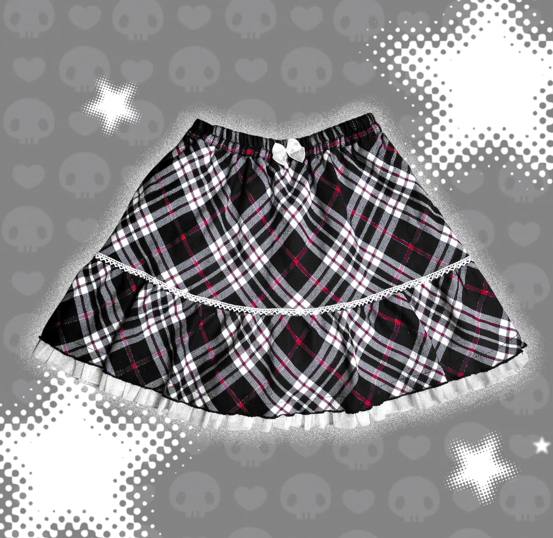 펑크 키치 갸루 공겜여주 / 체크 리본 치마 상품이미지1