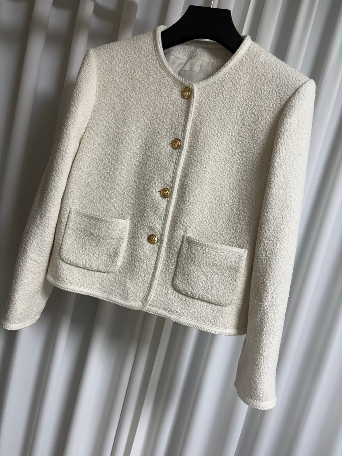 던스트 클래식 부클 트위드 자켓 크림 상품이미지1