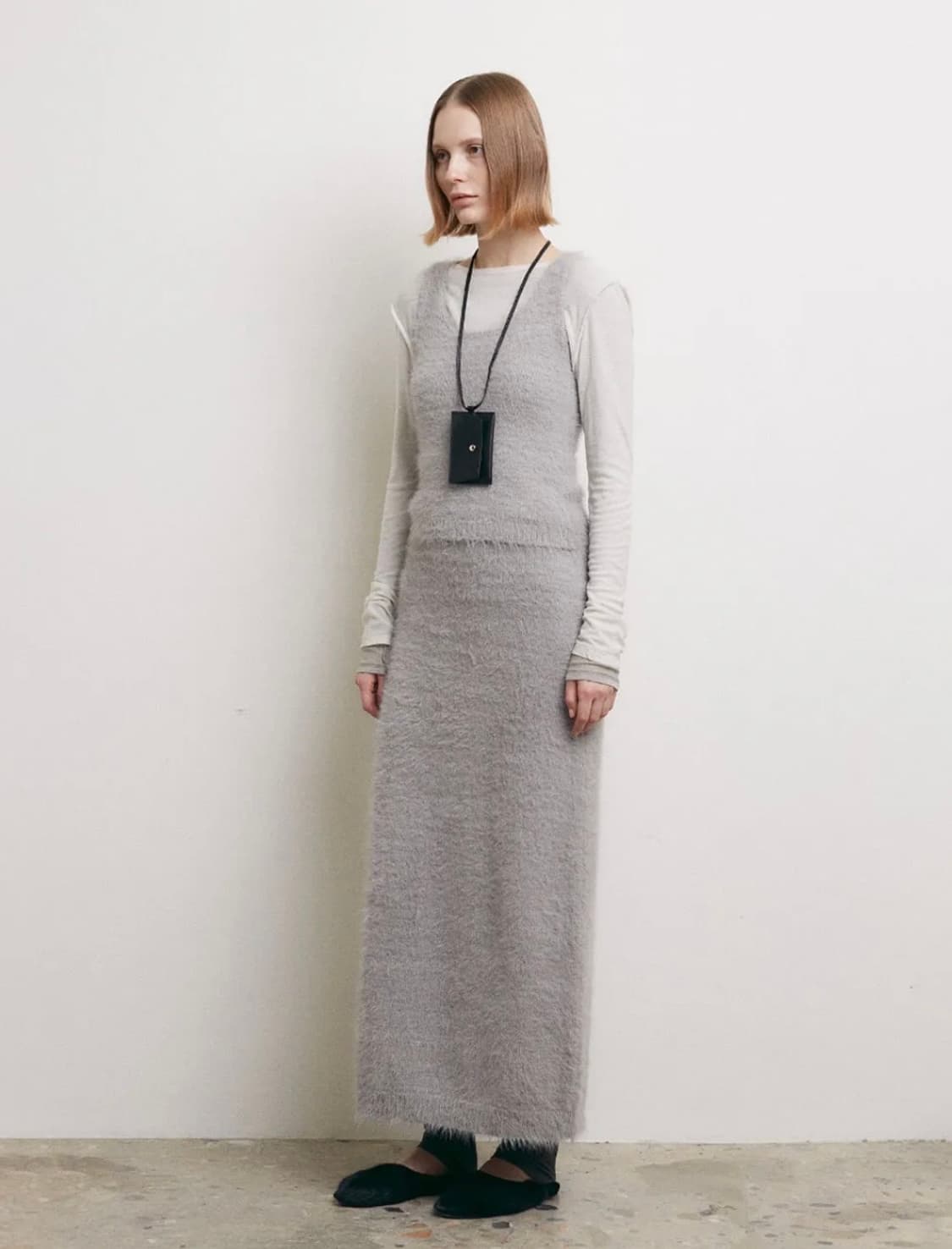 로우타이드 슬리브리스 니트탑 그레이 상품이미지3