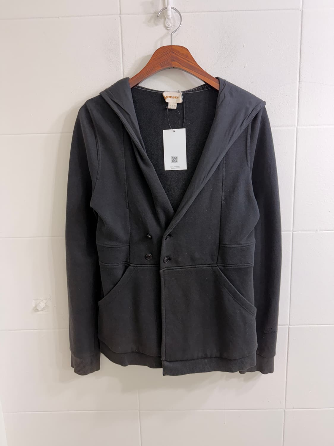 디젤 블랙 코튼 크롭 후드 자켓 상품이미지3