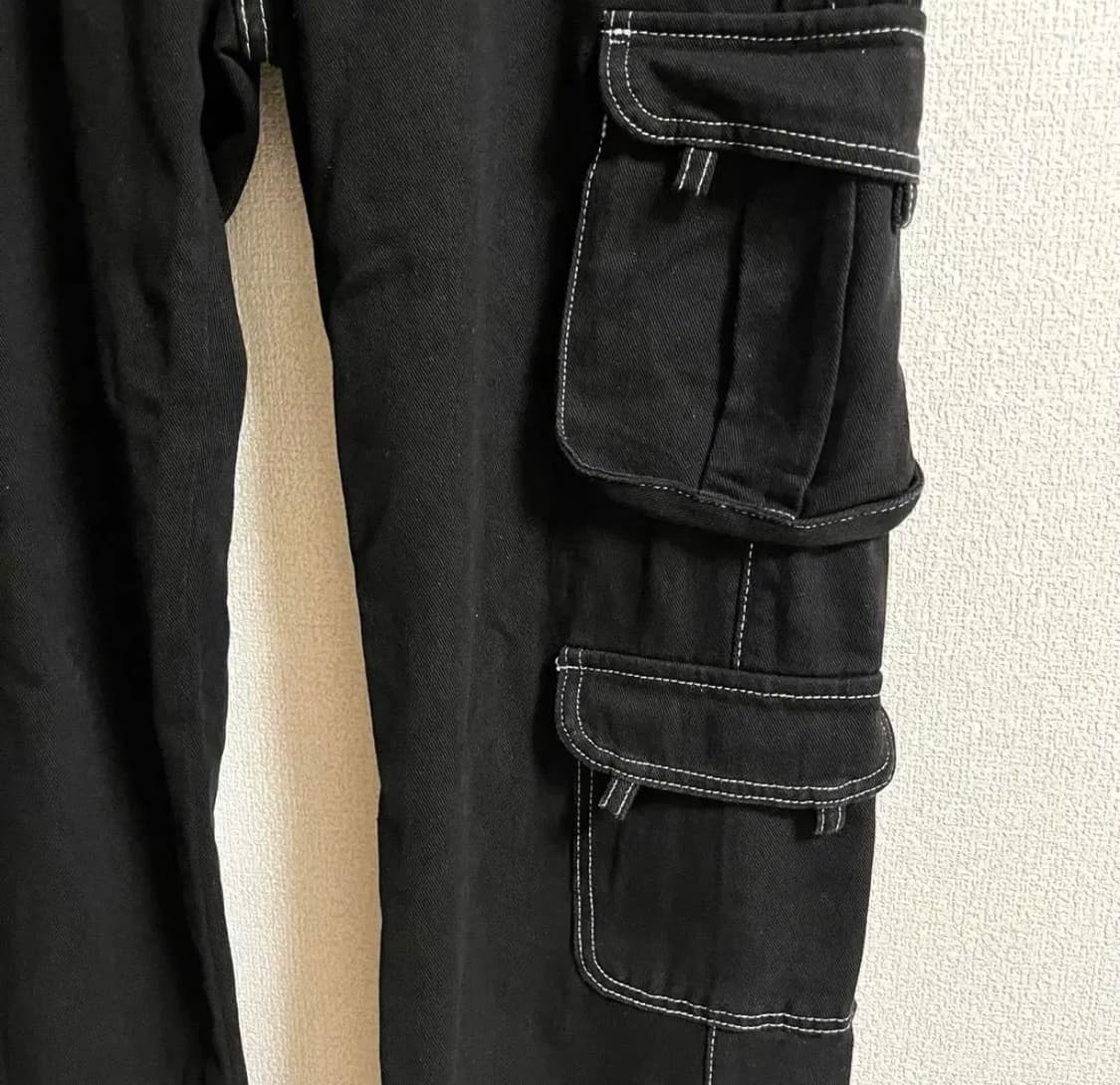 Manfinity 카고 팬츠 블랙 데님 스티치(L) 상품이미지3