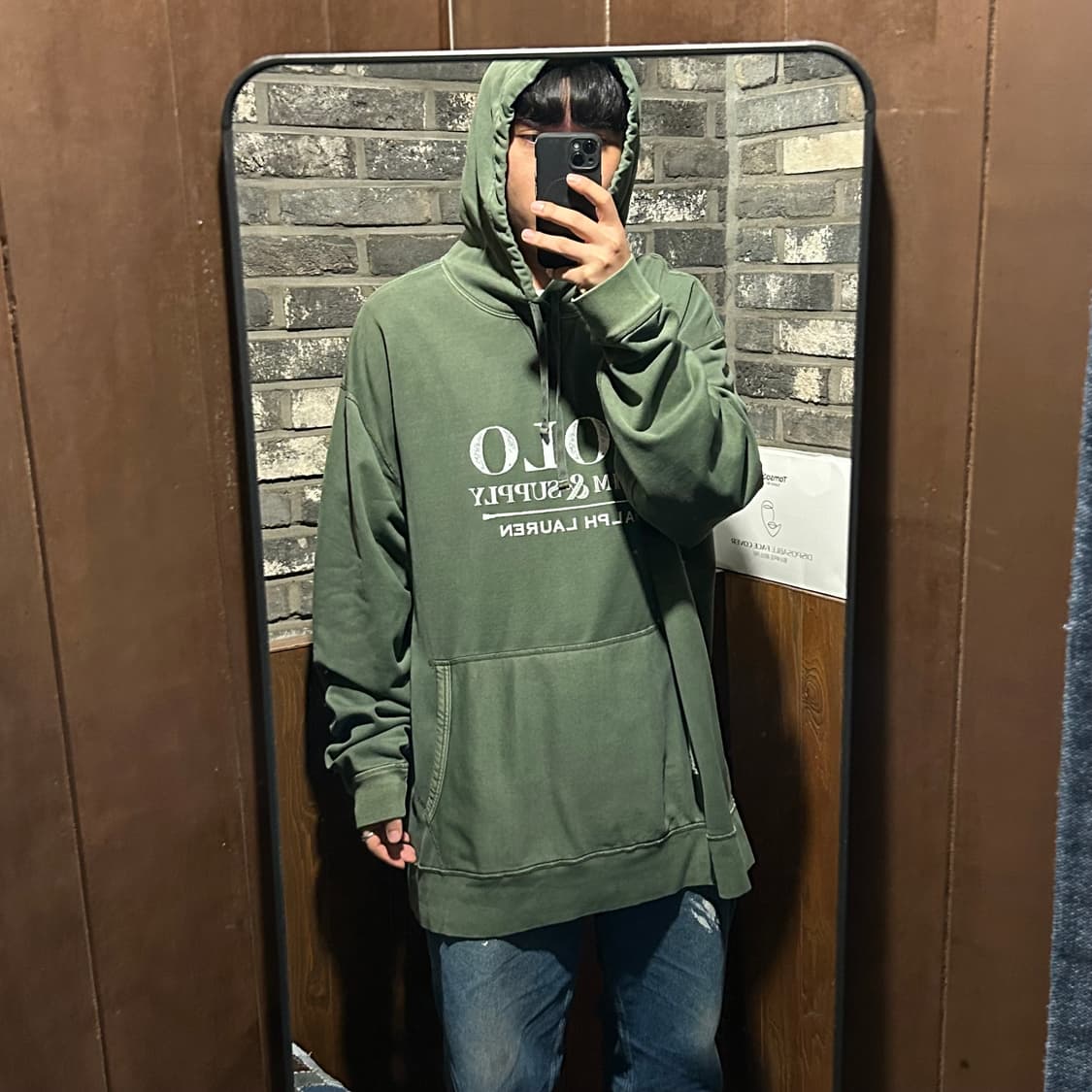 4XL) 폴로 데님앤서플라이 후드티 올리브 빅사이즈 상품이미지9