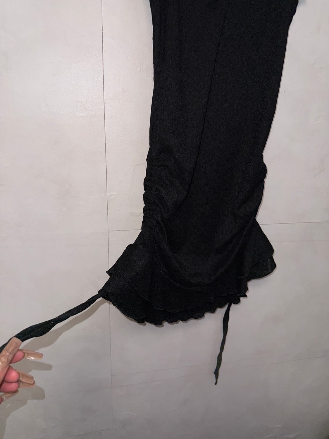 Black floral lace side shirring mini ops 상품이미지6