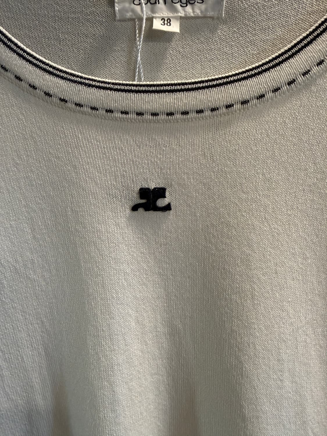 Courrèges 꾸레쥬 로고 반팔 니트 38 상품이미지3