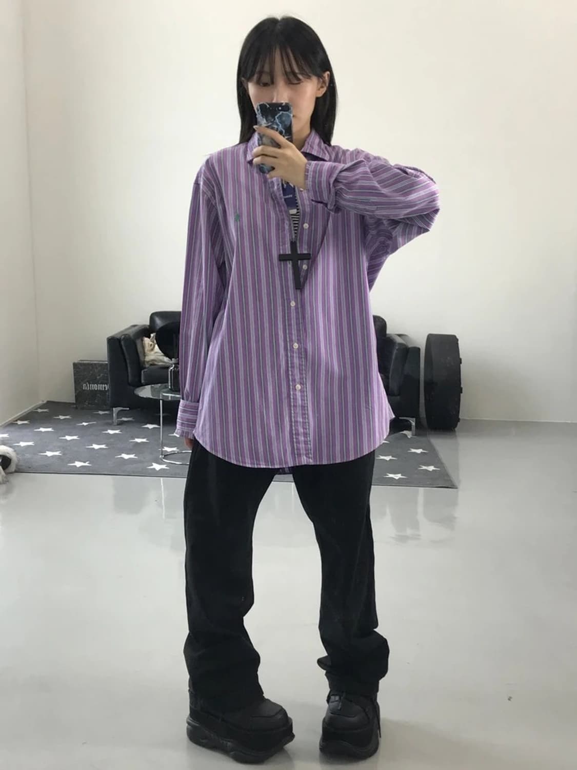 폴로랄프로렌 스트라이프 퍼플 셔츠 상품이미지1