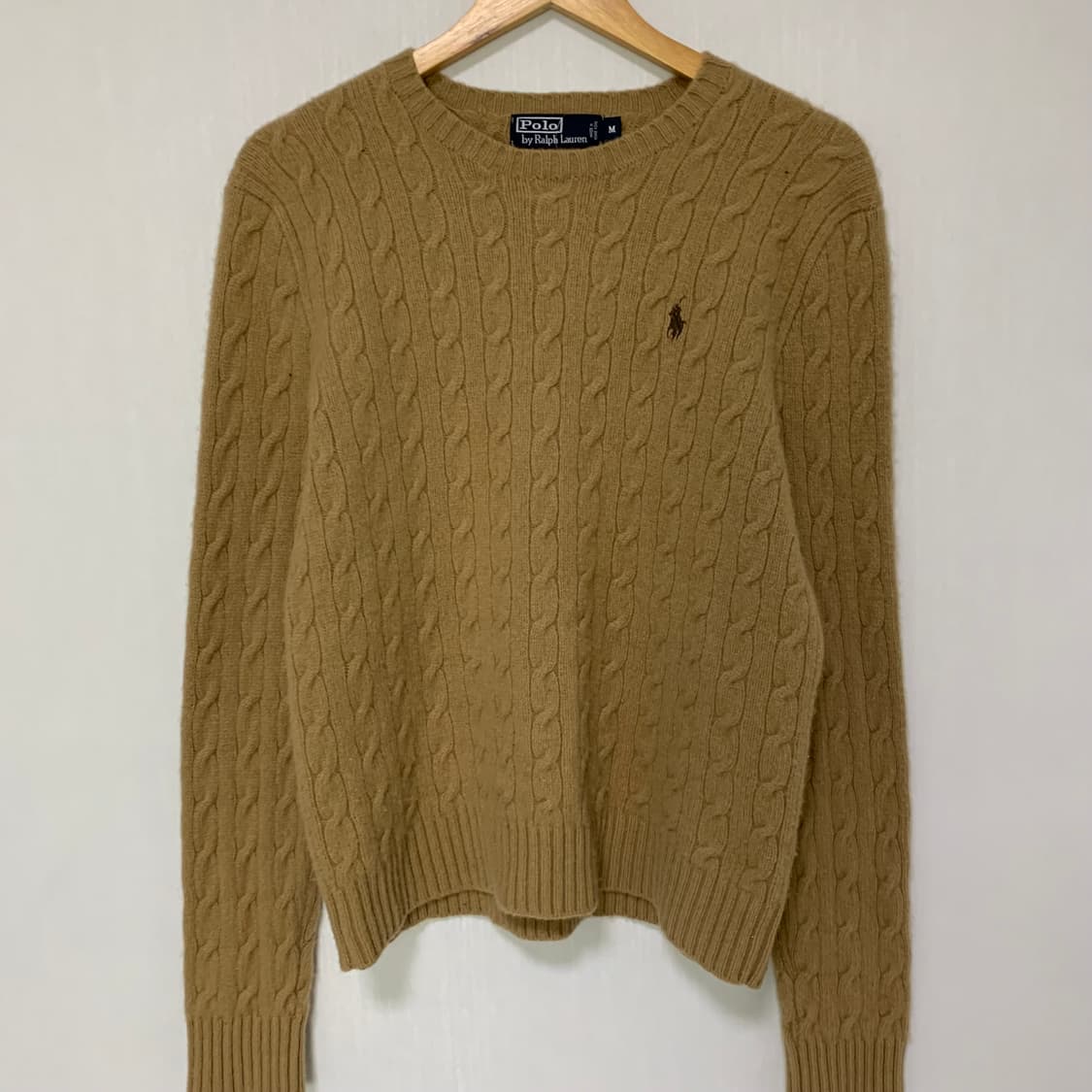 폴로 랄프로렌 빈티지 꽈배기 케이블 니트 M 브라운 베이지 메리노울 상품이미지2