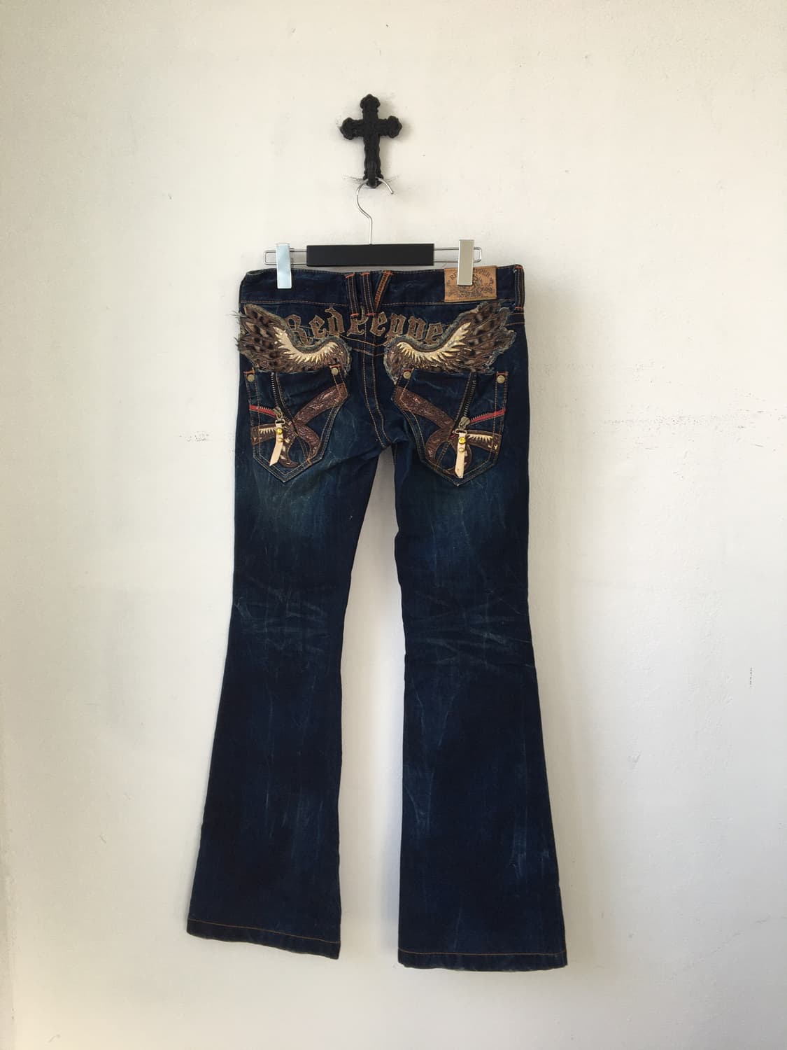 Red pepper back patch point denim pants 상품이미지2