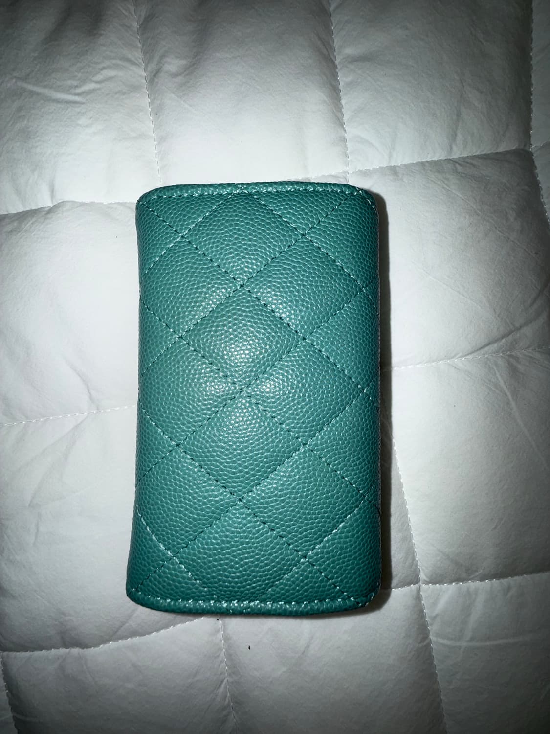 샤넬 캐비어 똑딱이 플랩 카드지갑 민트 상품이미지3