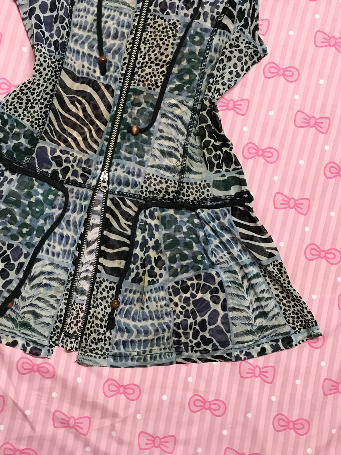 레오파드 블루 투웨이 나시 집업 갸루 y2k 상품이미지2