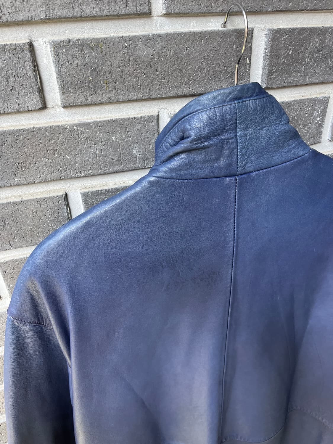 (Rare)90s Lambskin 천연 양가죽 자켓 딥네이비 블루 상품이미지10