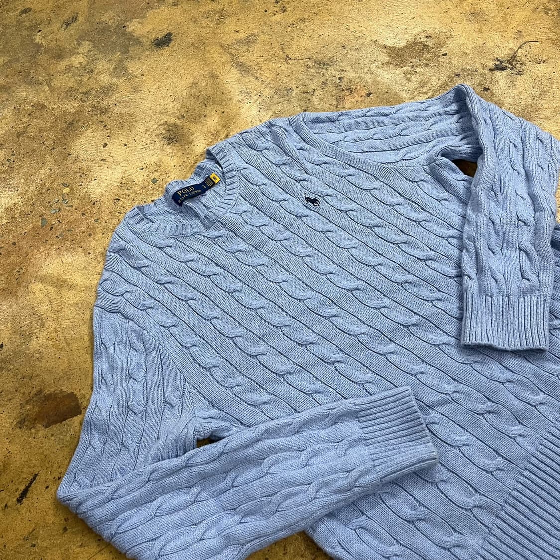 폴로 랄프로렌 하늘 파스텔 블루 꽈배기 니트  상품이미지1