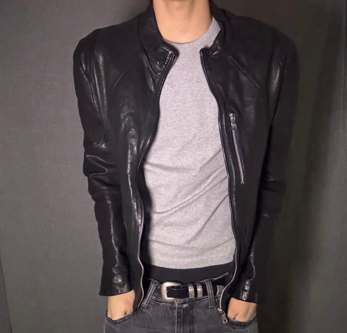 램스킨 지퍼 디테일 레더 자켓  상품이미지2
