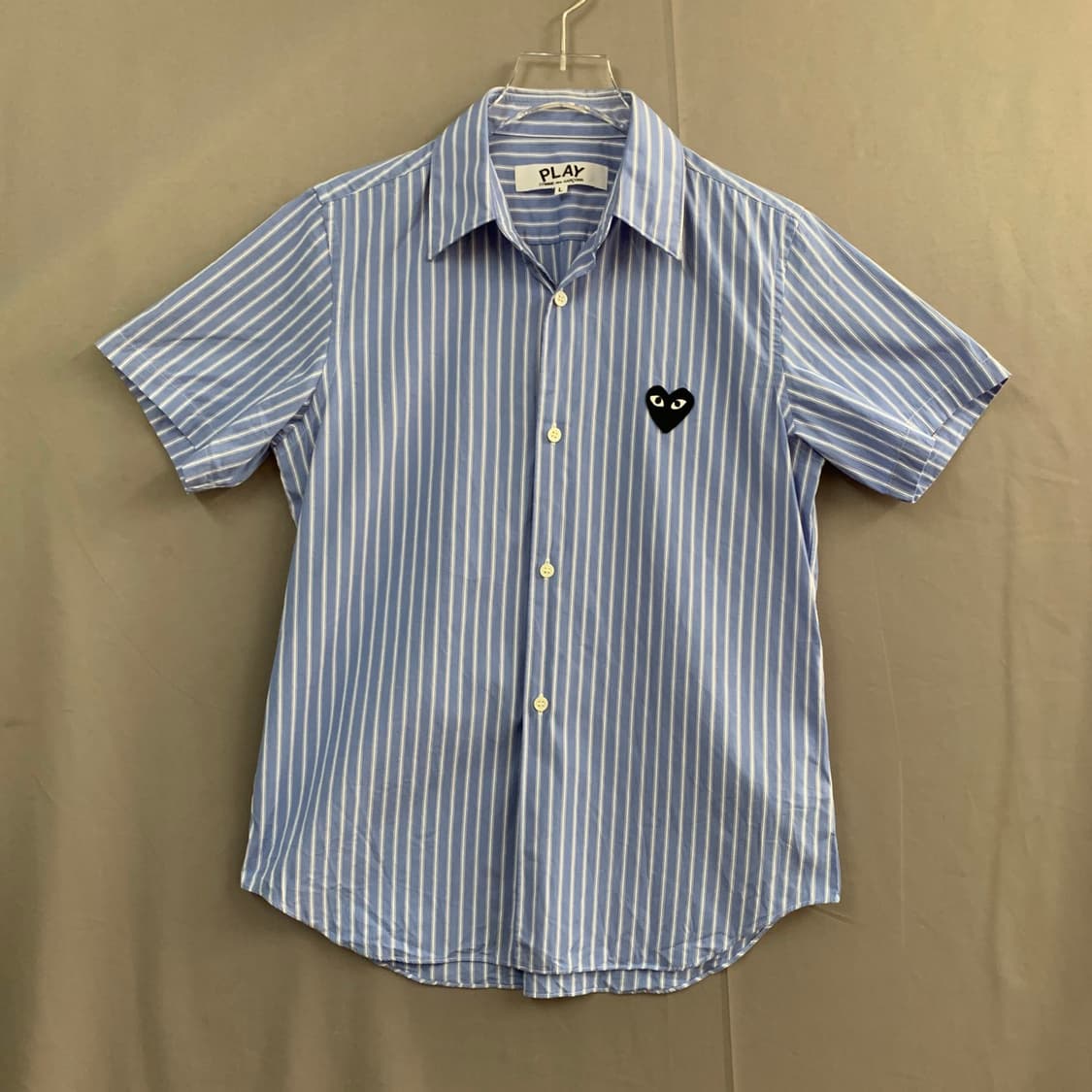 L 꼼데가르송 여성 블루 스트라이프 반팔 셔츠 블라우스 상품이미지2