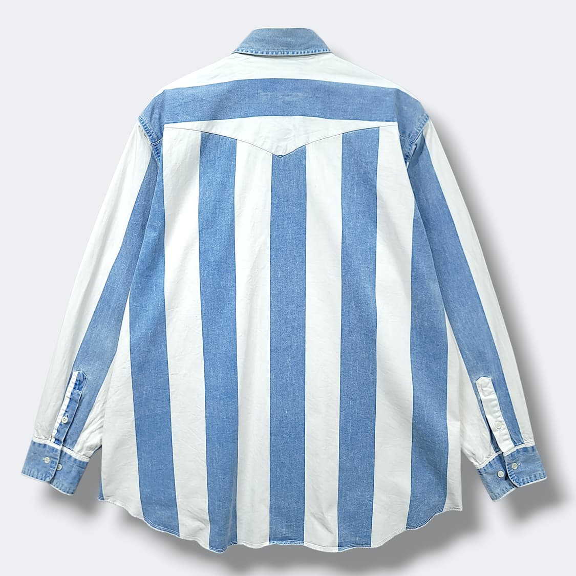 [L] 랭글러 화이트&블루 스트라이프 웨스턴  긴팔셔츠 상품이미지2