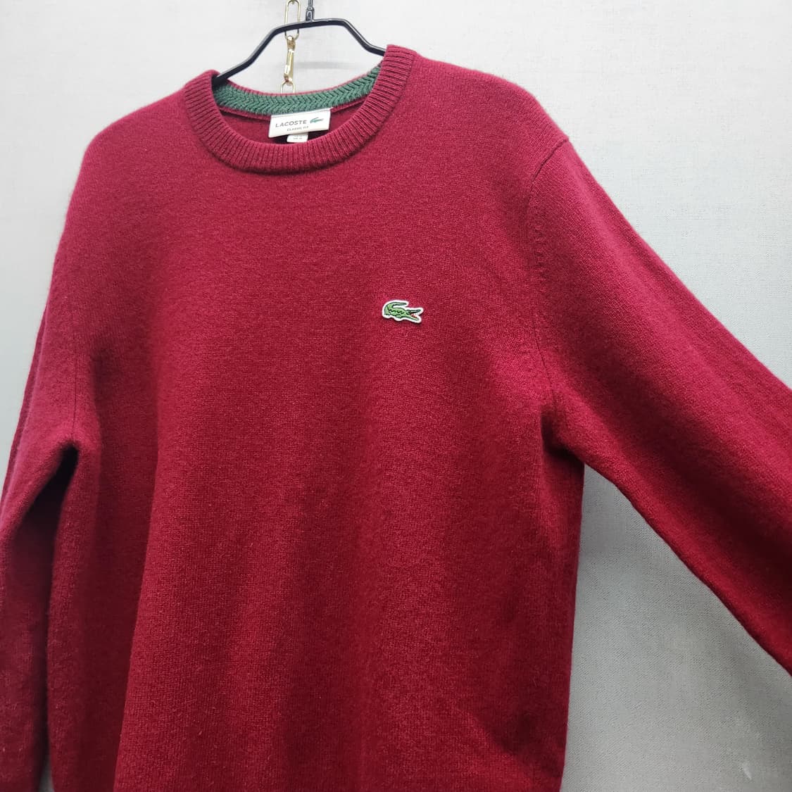 라코스테 로고 버건디 니트(모100%) M 상품이미지2