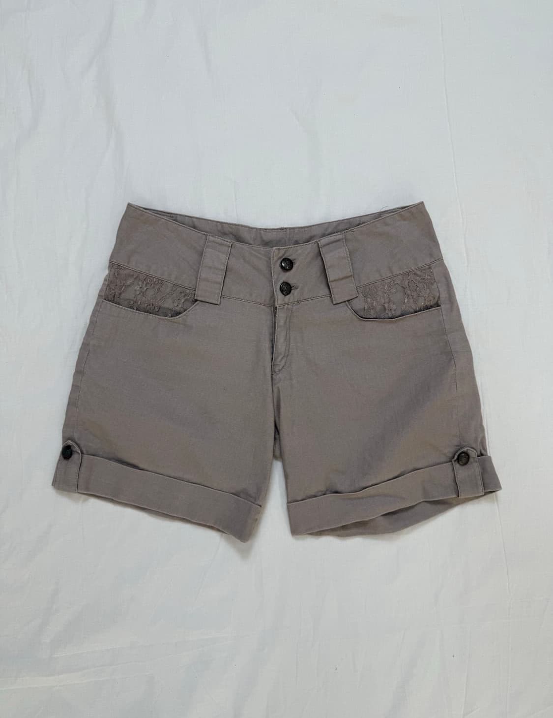 빈티지 레이스 베이지 버튼 숏팬츠 상품이미지2