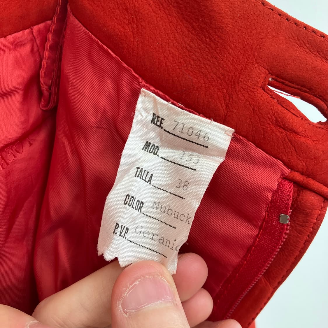 올드 로에베 레드 누벅 스웨이드 레더 미디 스커트 상품이미지7