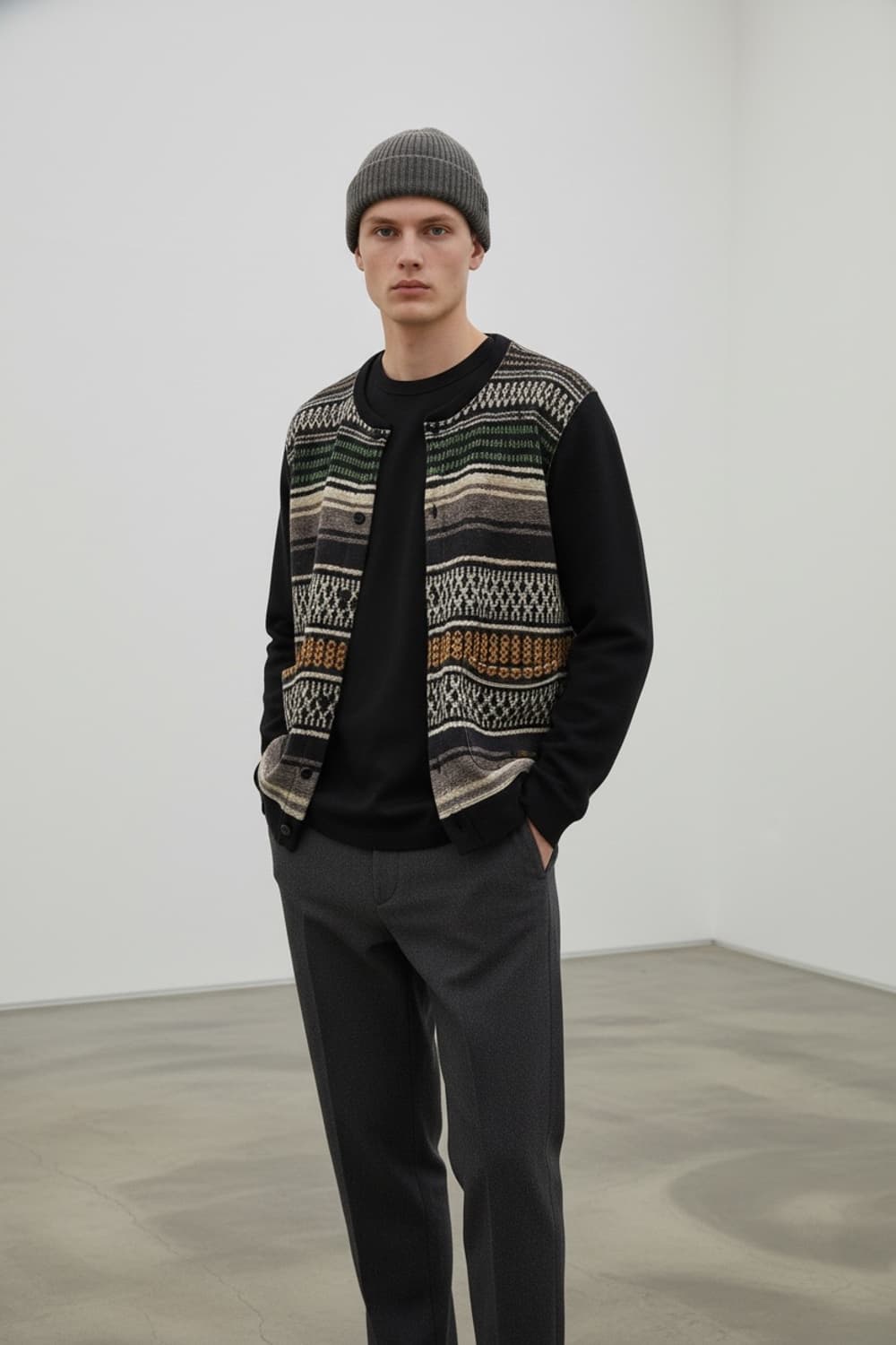 M/ 네이버후드x버튼 에스닉 패턴 가디건 상품이미지1