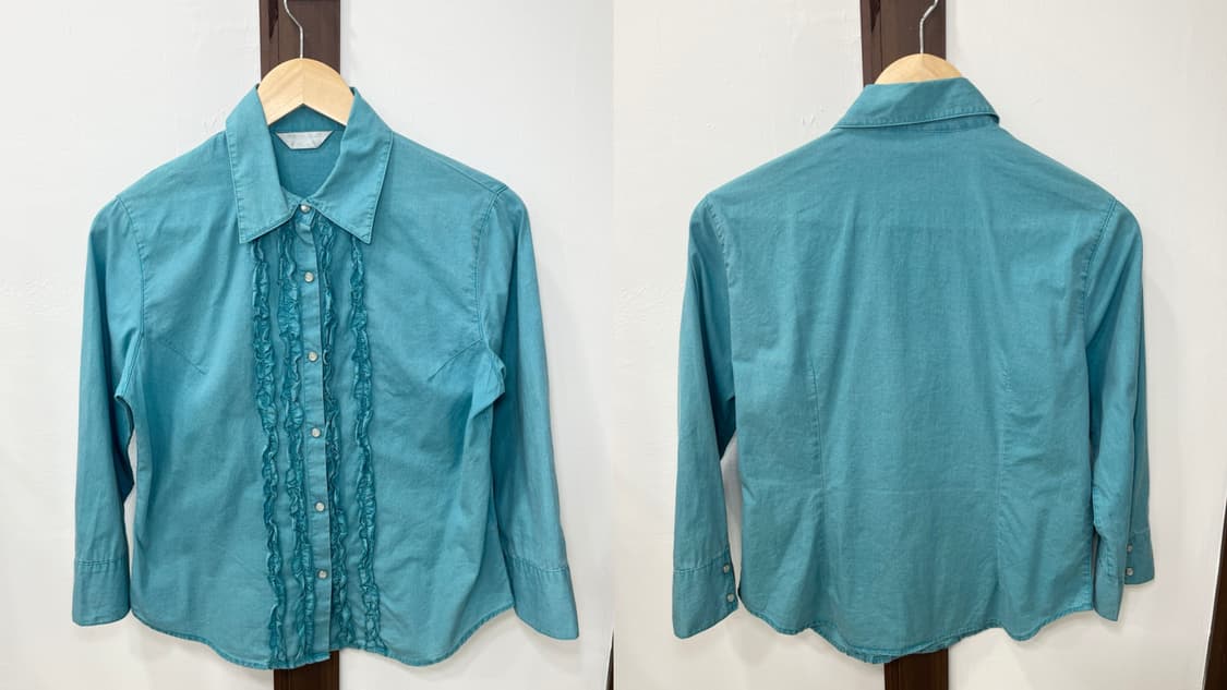 Vintage teal ruffle shirt 상품이미지7