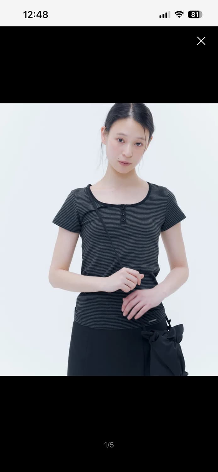 미세키서울 Striped henley neck short sleeves 상품이미지1