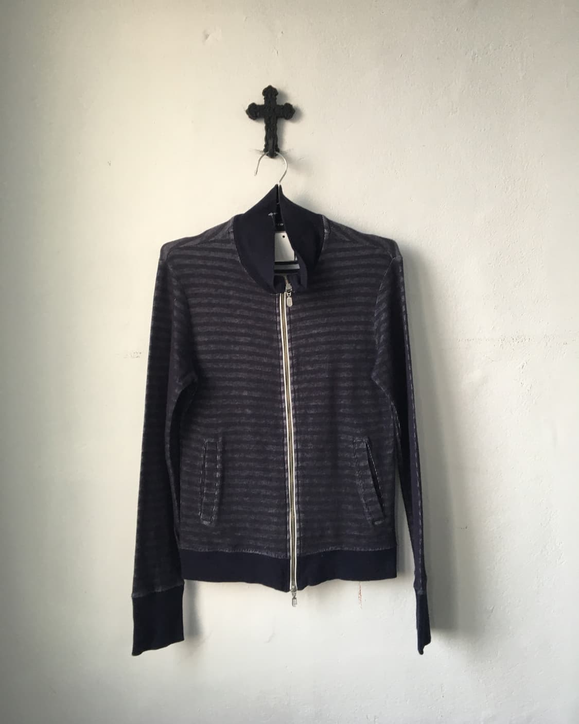 Stripe pattern high neck zip up 상품이미지2