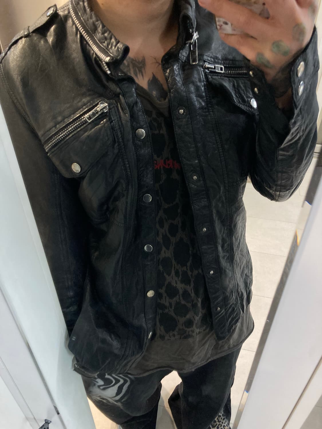 올세인츠 레더 셔츠 상품이미지9