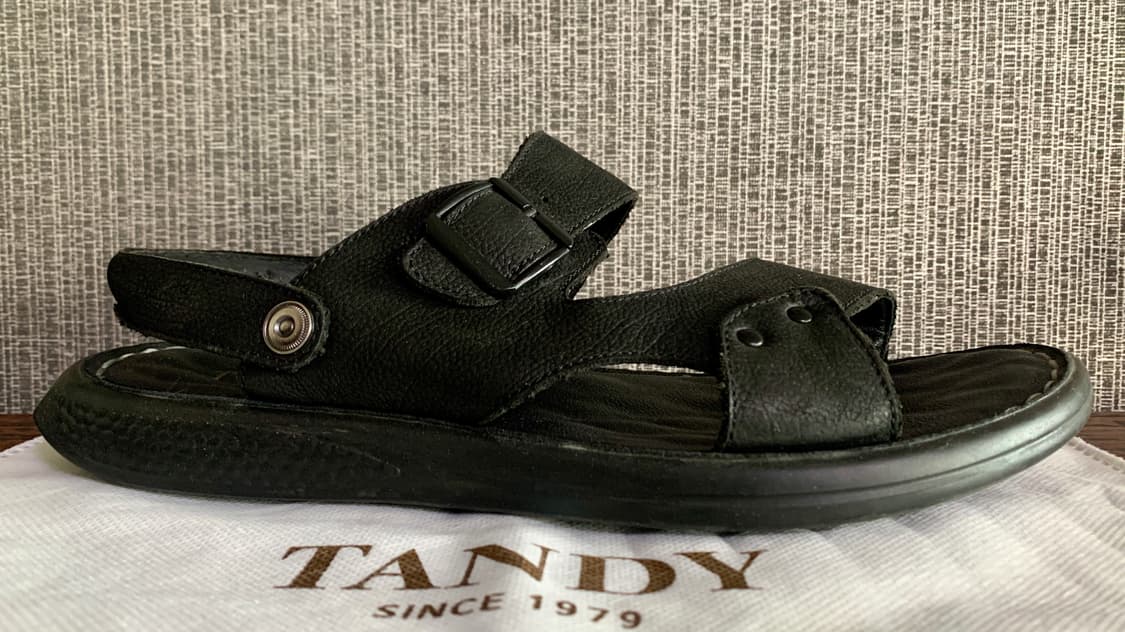 탠디 TANDY 남성 블랙 가죽 스트랩 샌들 슬리퍼 260 굽높이 2cm 상품이미지6