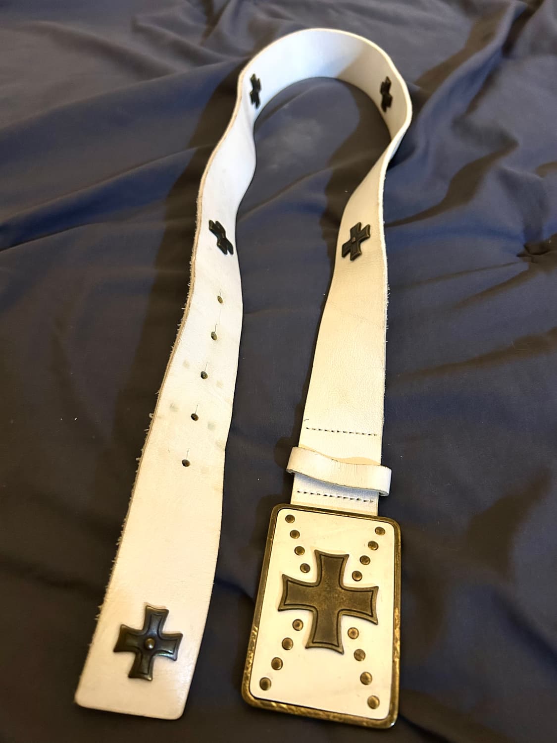 White Cross Leather Belt 상품이미지1