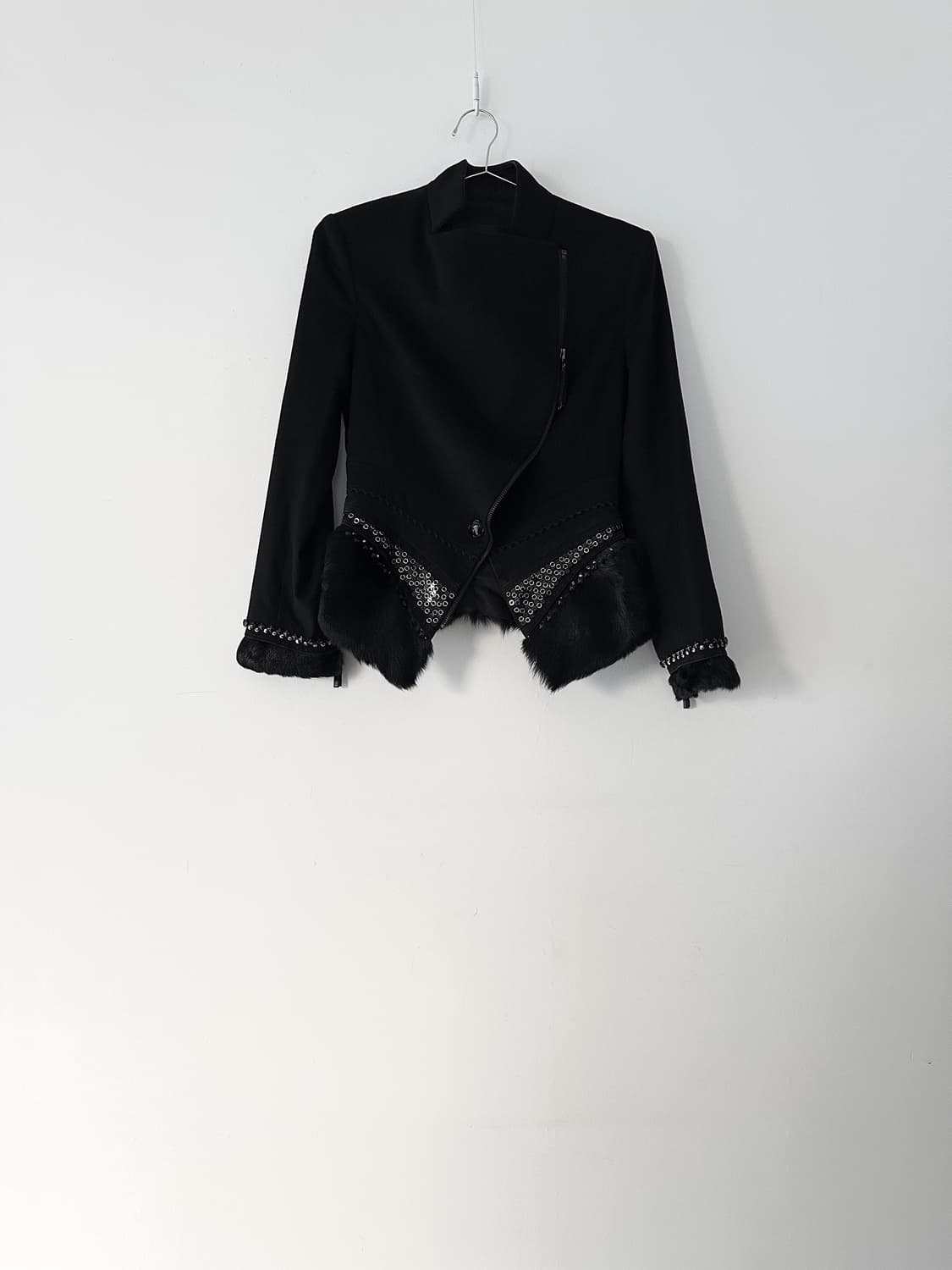 OBZEE fur & bize drape jacket / black 상품이미지1